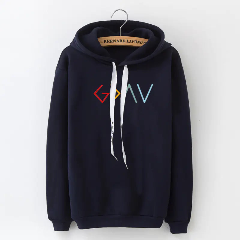 Thick Warm Hoodie with Religious Letter Print