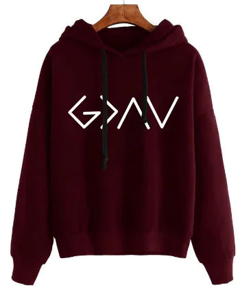 Thick Warm Hoodie with Religious Letter Print