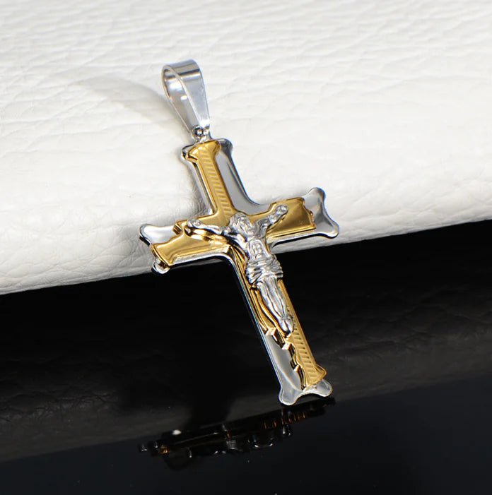 Cross Necklace, Jesus Christ Pendant, Korean Style Jewelry