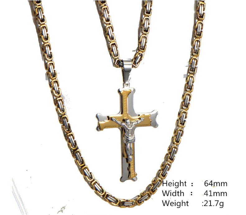 Cross Necklace, Jesus Christ Pendant, Korean Style Jewelry