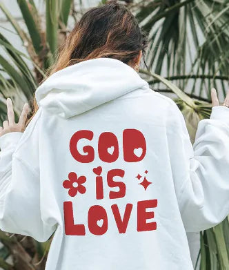 'God Is Love' Back Print Hoodie for Women (One Piece)