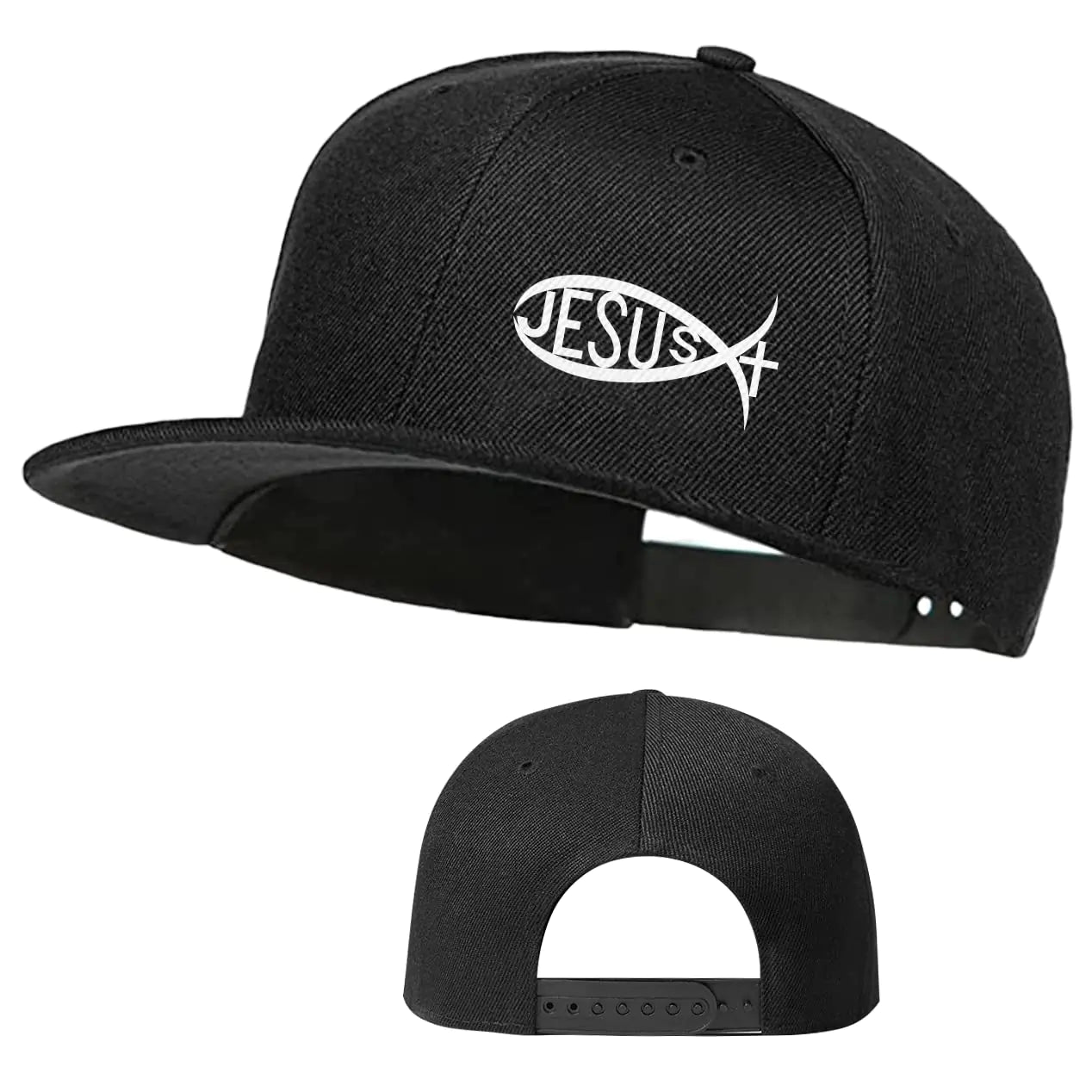 Jesus Christ Hats Mens Snapback Flat Bill Brim Hats for Men Black Snap Backpack Dad Life Jesus Christian Fish Fitted Hat Baseball Cap Fishing King Lord Sports Caps Christian Gifts for Women