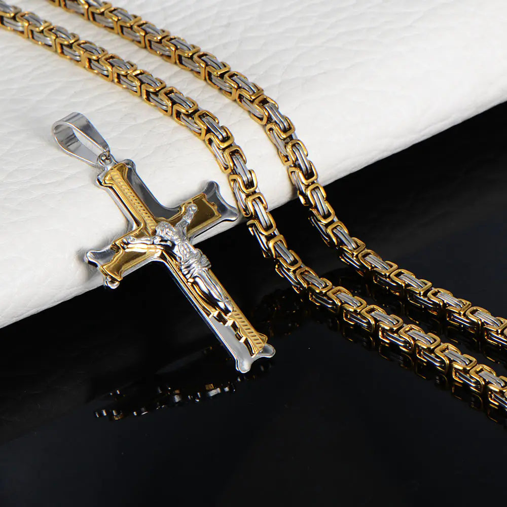 Cross Necklace, Jesus Christ Pendant, Korean Style Jewelry