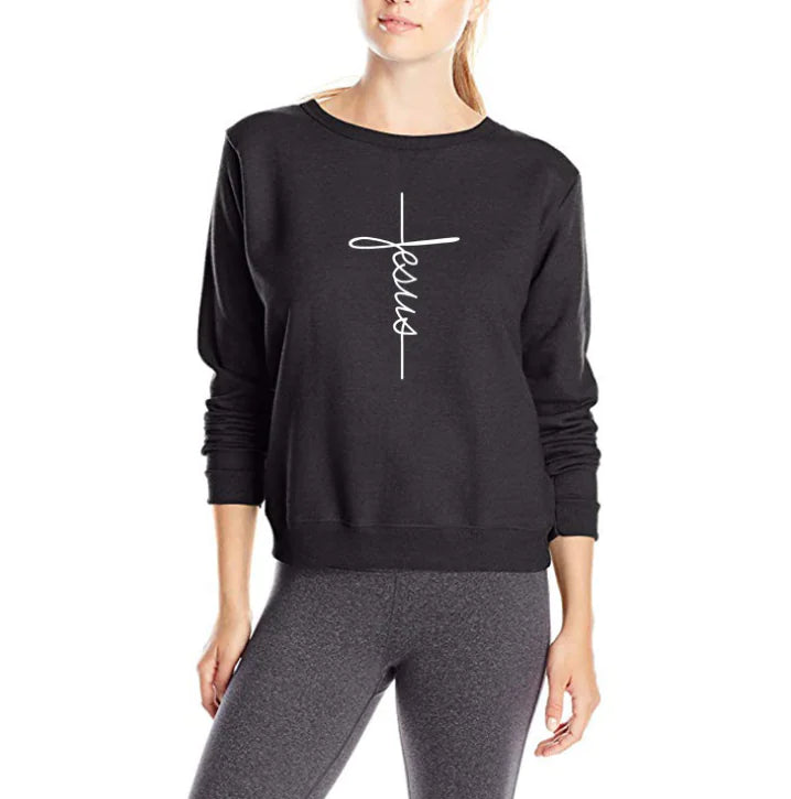 Jesus Letter Graphic Pullover Hoodie