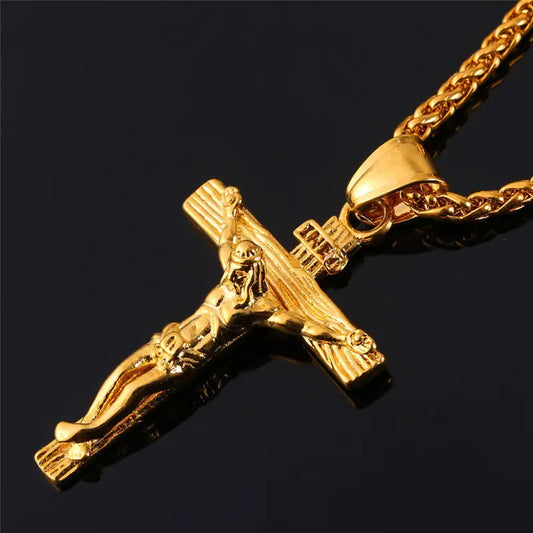 Stainless Steel Jesus Cross Necklace with Chain