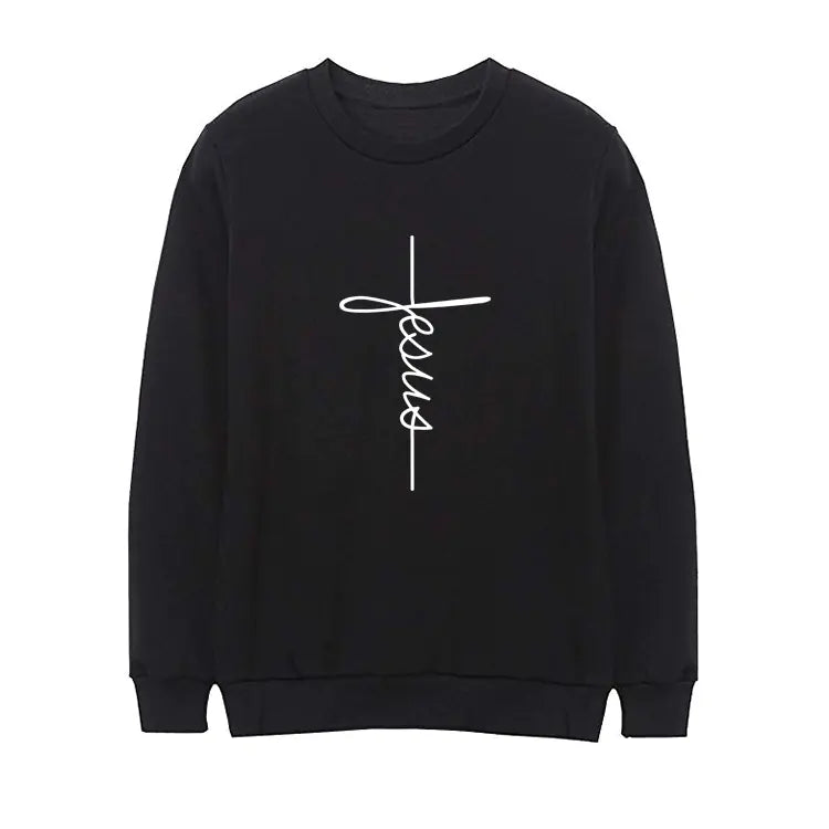 Jesus Letter Graphic Pullover Hoodie