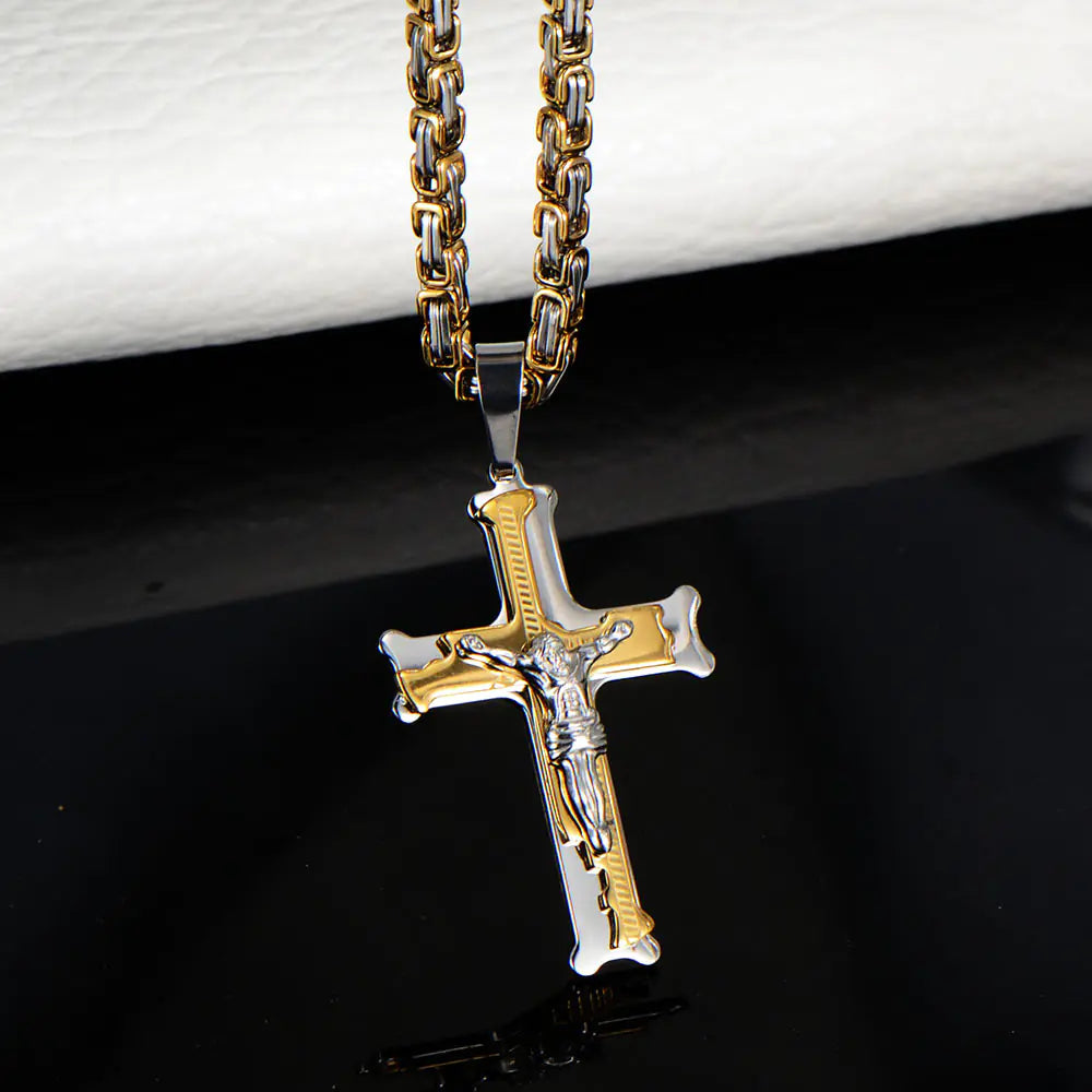 Cross Necklace, Jesus Christ Pendant, Korean Style Jewelry