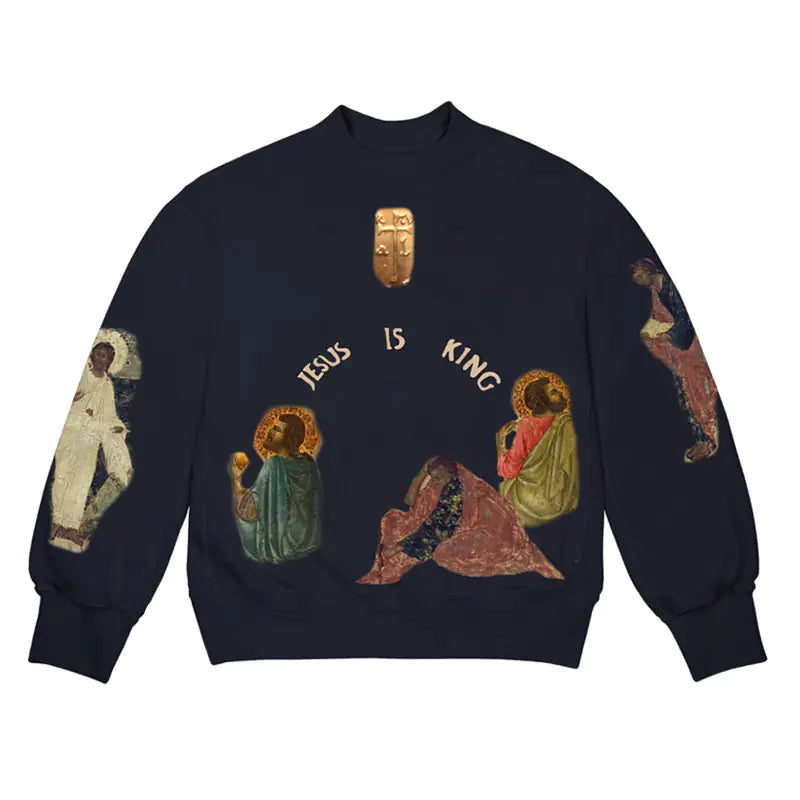 Heavy-duty Loose Sweater - Jesus is The King Design